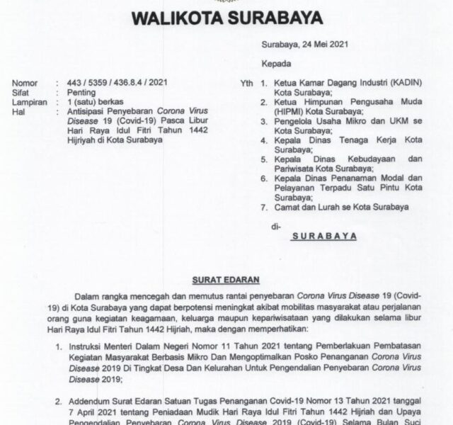 SE Wali Kota Perusahaan wajib tes Swab karyawan